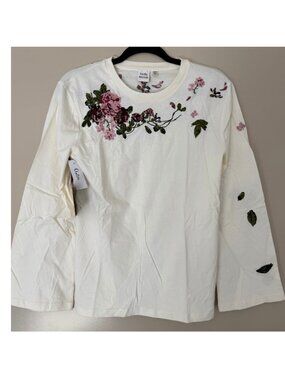 NWT | Aritzia | Little Moon | Cream Floral Embroidered Long Sleeve Shirt